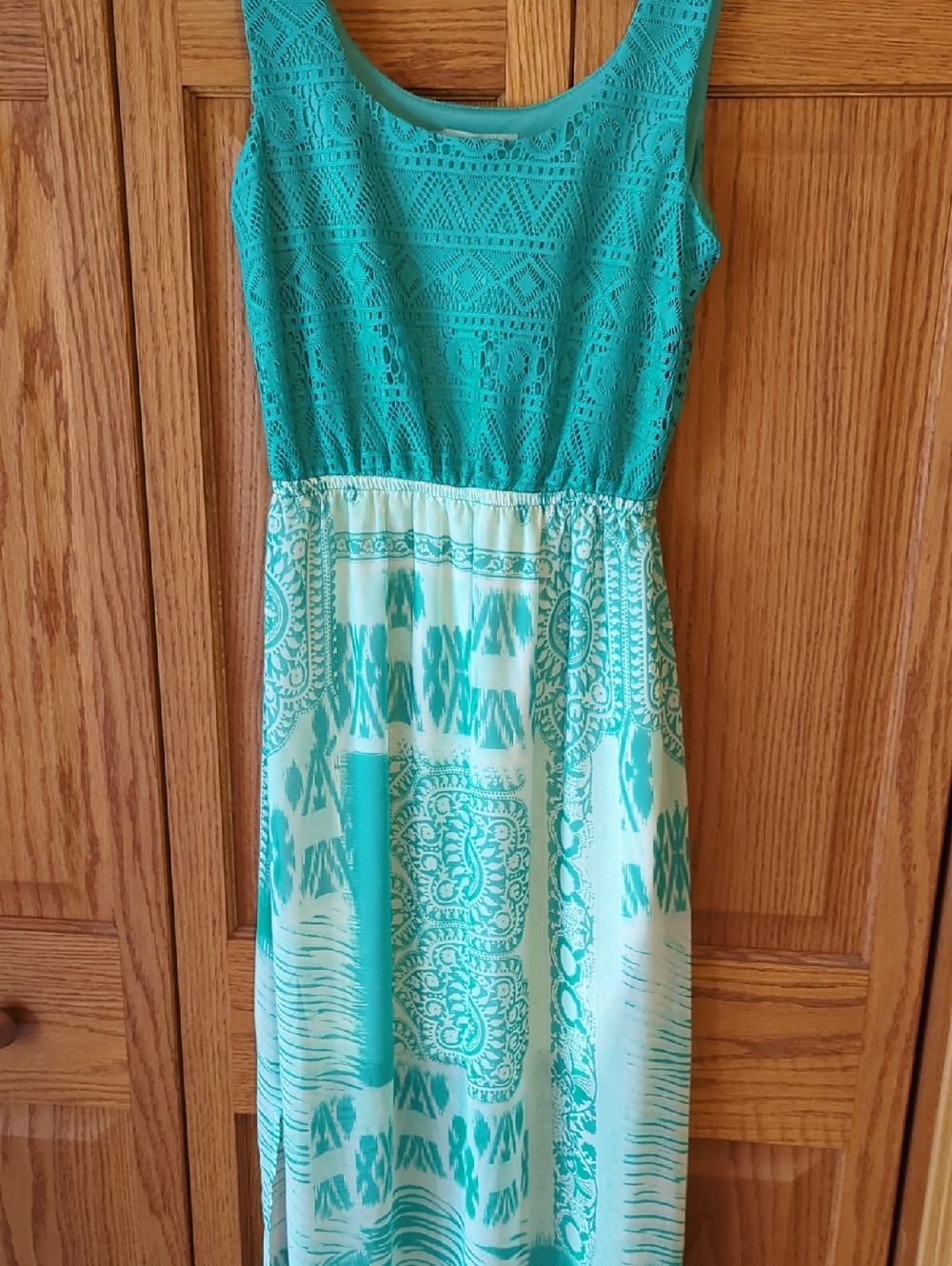 Maurices Teal and White Maxi Dress